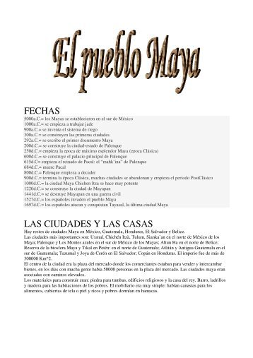 FECHAS LAS CIUDADES Y LAS CASAS