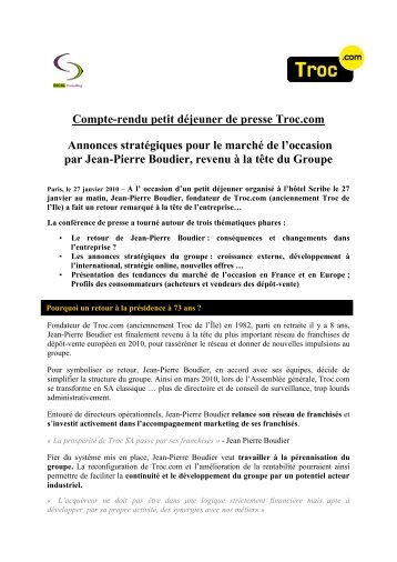 Compte-rendu petit déjeuner de presse Troc.com Annonces ...