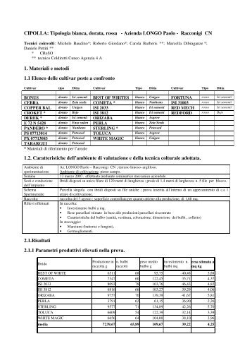 CIPOLLA: Tipologia bianca, dorata, rossa - Azienda ... - InfoKeeper