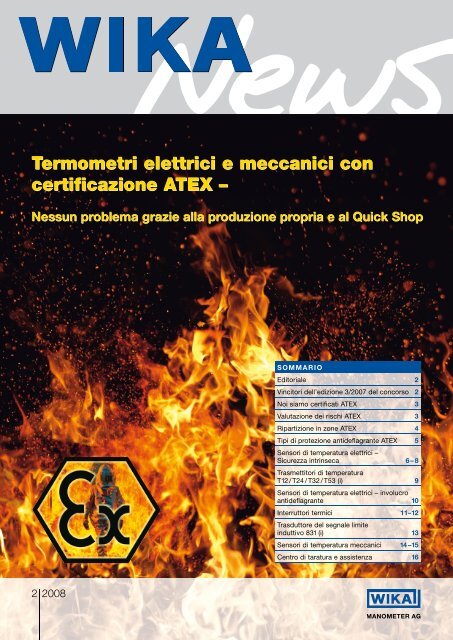 Termometri elettrici e meccanici con certificazione ATEX ...