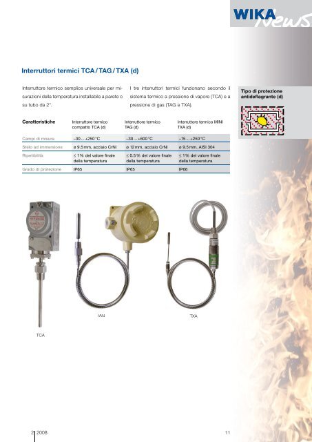 Termometri elettrici e meccanici con certificazione ATEX ...
