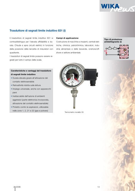 Termometri elettrici e meccanici con certificazione ATEX ...