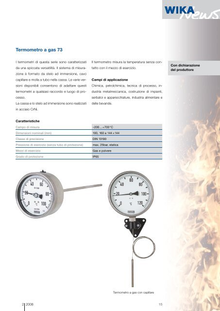 Termometri elettrici e meccanici con certificazione ATEX ...