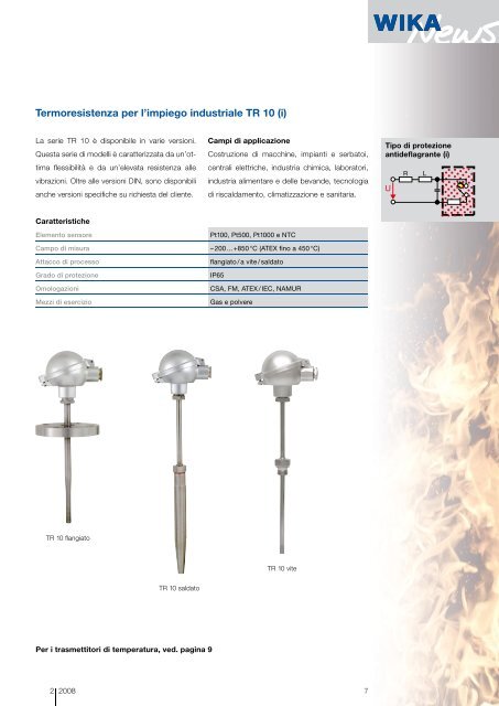 Termometri elettrici e meccanici con certificazione ATEX ...