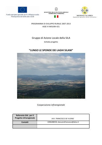 Scheda progetto coop. infraregionale - Gal della sila