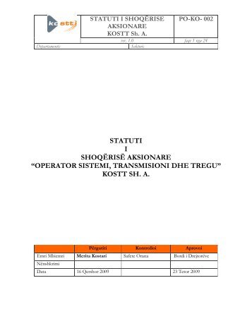 STATUTI I SHOQËRISË AKSIONARE “OPERATOR SISTEMI ... - kostt