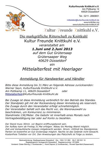 Mittelalterfest mit Heerlager - Markgräfliche Ritterschaft zu Knittkuhl