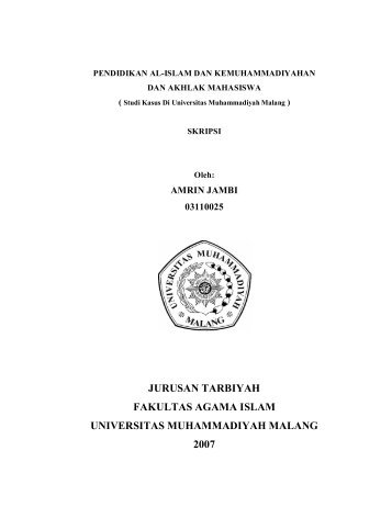 jurusan tarbiyah fakultas agama islam universitas muhammadiyah ...