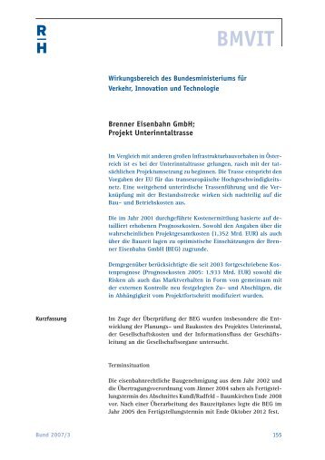Brenner Eisenbahn GmbH - Der Rechnungshof