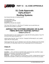 UL Code Approvals TGFU.R16377 Roofing Systems - Iko