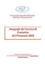 Anagrafe dei Servizi di Foniatria del Piemonte 2010 - Associazione ...