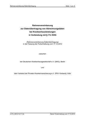 Rahmenvereinbarung (PDF) - PKV - Verband der privaten ...