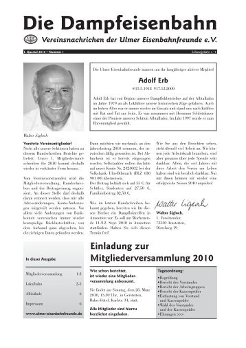 Ausgabe 1/2010 - Die Ulmer Eisenbahnfreunde