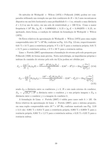 MODELAGEM DE CABOS SUBTERRˆANEOS E ... - UFRJ