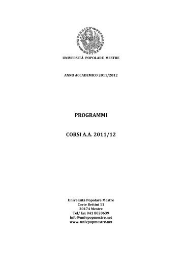PROGRAMMI CORSI A.A. 2011/12 - Università Popolare Mestre