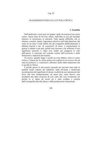 Cap. IV SUGGERIMENTI PER UNA LETTURA CRITICA - Vincenzo ...