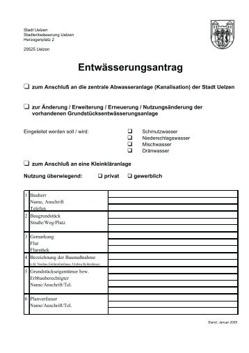 Entwässerungsantrag der Stadt Uelzen (pdf 0,07 MB