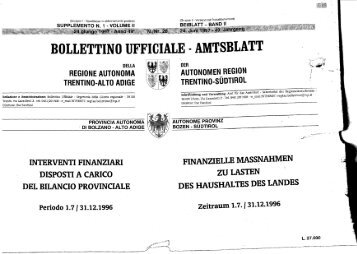 BOLLETTINO UFFICIALE -AMTSBLATT ~~ - Regione Autonoma ...