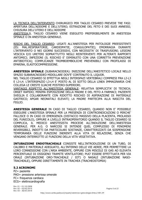 Rev. 01 - Dipartimento di Scienze Ginecologiche e della ...