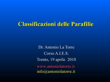 Classificazioni delle Parafilie (pdf) - Antoniolatorre.it