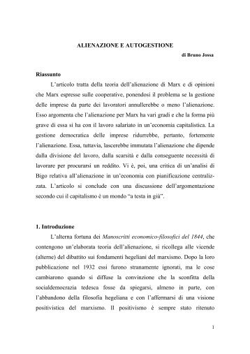 Alienazione e autogestione di Bruno Jossa.pdf - Istituto italiano di ...