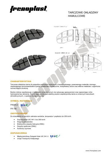 TARCZOWE OKŁADZINY HAMULCOWE - Frenoplast