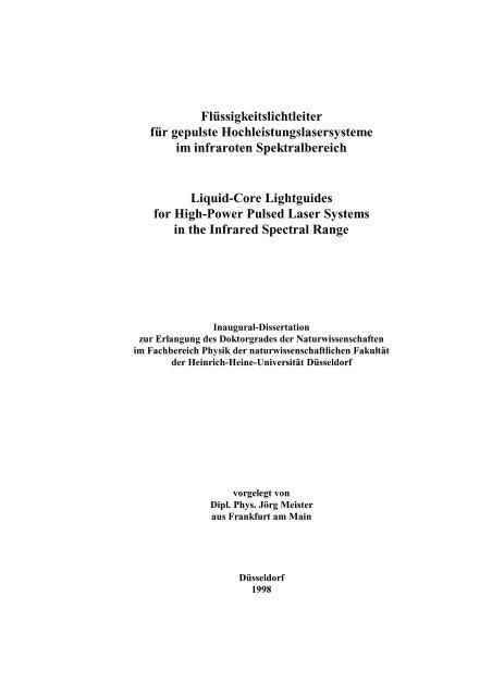 Flüssigkeitslichtleiter für gepulste Hochleistungslasersysteme im