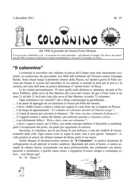 “Il colonnino” - Palio di Siena