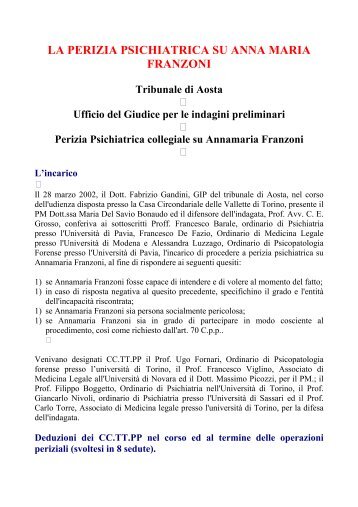 Perizia psichiatrica su A.Franzoni - Crimini Seriali