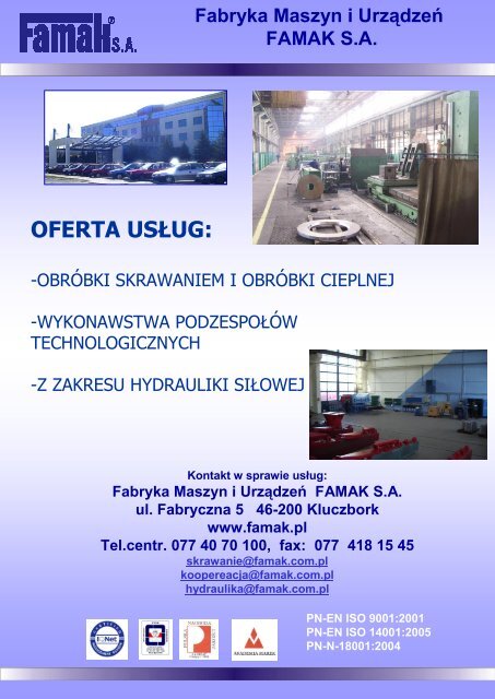 OFERTA USŁUG: - Famak