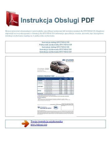 Instrukcja obsługi HYUNDAI I10 - INSTRUKCJA OBSLUGI PDF