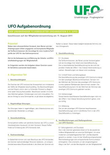 UFO Aufgabenordnung - Unabhängige Flugbegleiter Organisation