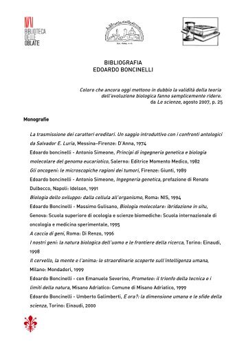 Edoardo Boncinelli - Biblioteca delle Oblate