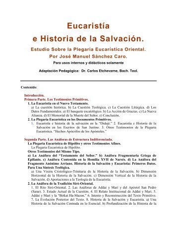 Eucaristía e historia de la salvación - lexorandi.es