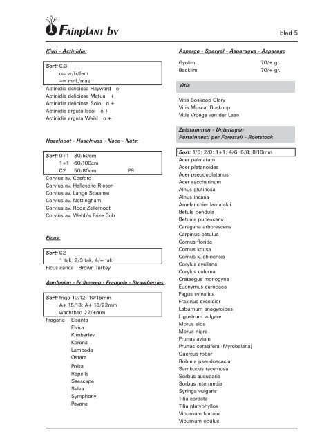 Klik hier voor de assortimentslijst in .pdf formaat! - Fairplant b.v.