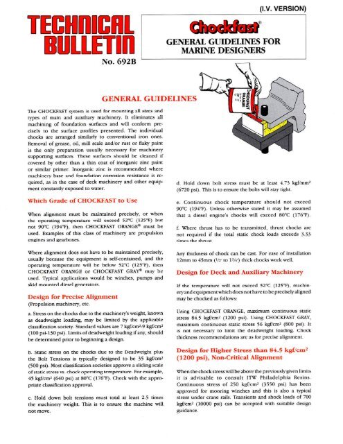 Chockfast General Guidelines Tech Bulletin # 692B