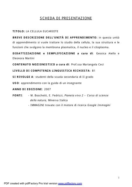 La Cellula Eucariote.pdf - Italiano per lo studio