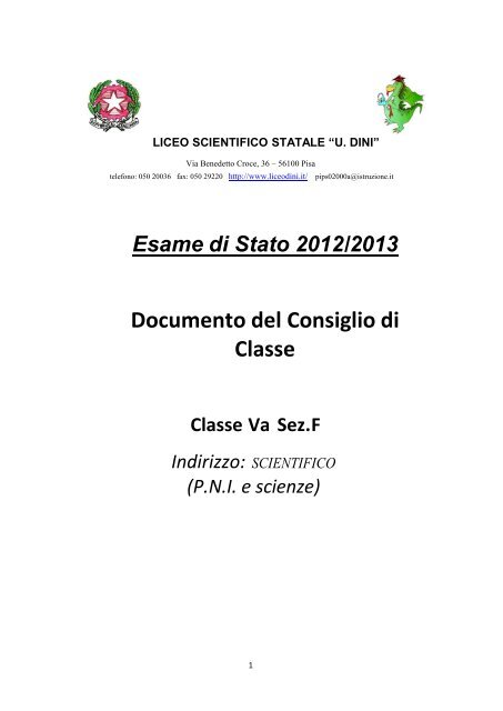 5 F - Liceo Scientifico Ulisse Dini