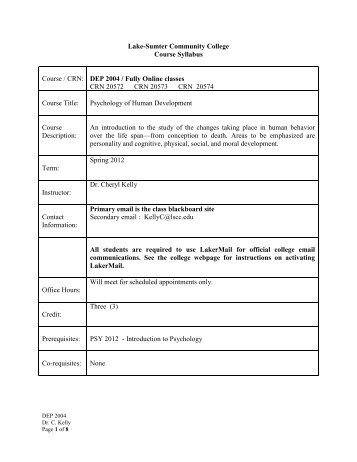 Syllabus Spring 2012 DEP 2004 - Lake-Sumter Community College