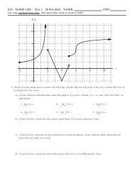 S13 MATH 1205 – Test 1 20 Feb 2013 NAME: CRN: 2 2 4 6 8 10 x 2 ...