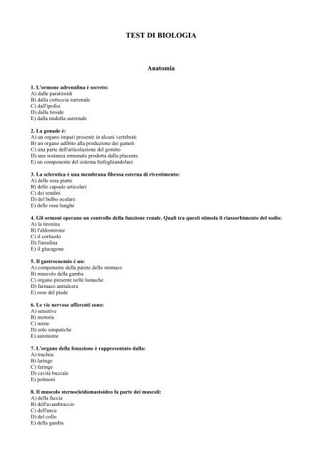 test del marsupio ed della prostata