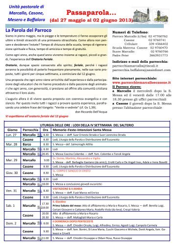 Passaparola… - Unità pastorale di Marcallo e Casone