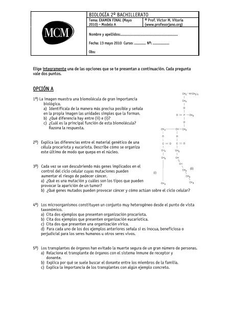 biología 2º bachillerato opción a - PROFESOR JANO es Víctor M ...