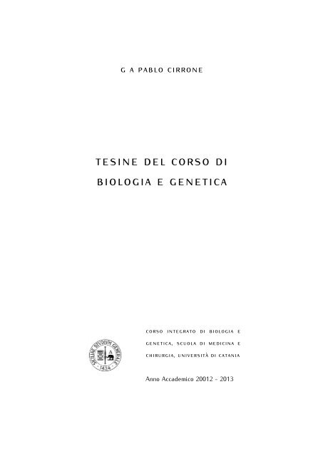 Tesine del corso di Biologia e Genetica - PabloCirrone - Wikispaces