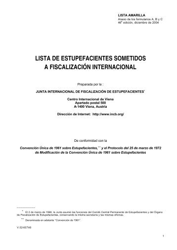 lista de estupefacientes sometidos a fiscalización internacional