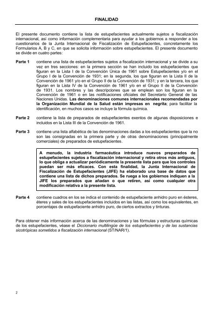 lista de estupefacientes sometidos a fiscalización internacional