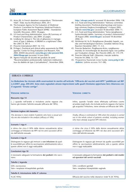 Bollettino d'Informazione sui Farmaci n. 6/2007 - Sefap