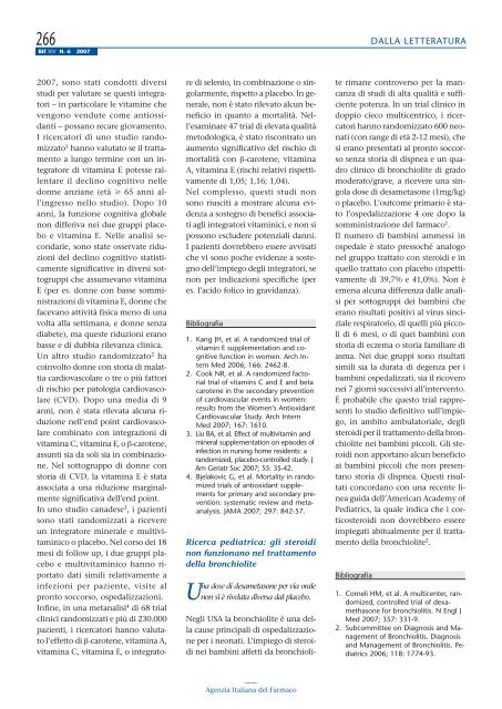 Bollettino d'Informazione sui Farmaci n. 6/2007 - Sefap