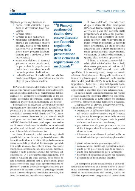 Bollettino d'Informazione sui Farmaci n. 6/2007 - Sefap