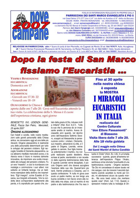 I Miracoli Eucaristici In Italia Ssmarcoepioxit
